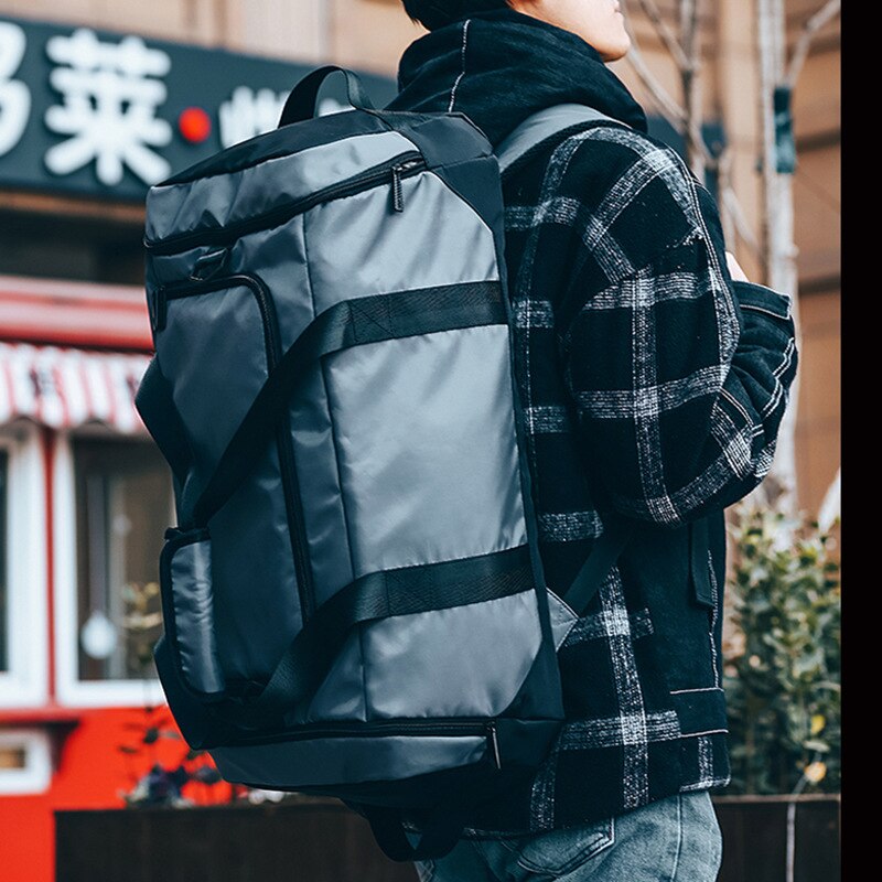 Waterdichte Oxford Lichtgewicht Reistas Droog Nat Scheiding Rugzak Grote Capaciteit Pak Trolley Case Fitness Draagtas XA575F: Deep Gray