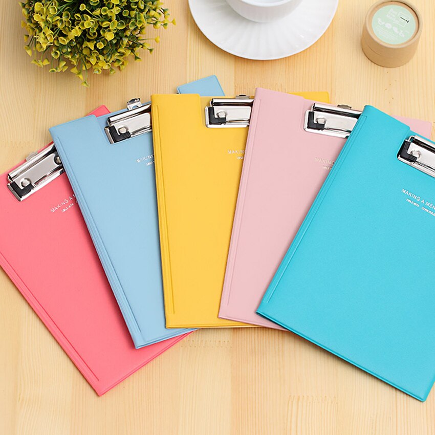 Carpeta plegable de PU A5 a prueba de agua para archivador, carpeta de contrato, almohadilla de escritura para estudiantes, suministro de papelería para oficina y escuela, Color aleatorio