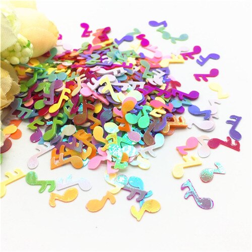 Pailletten 4*9mm muzieknoot vorm losse pvc pailletten voor 3d nail art decoratie manicure diy knutselen bruiloft accessoire confetti 20g: Ab mix kleur