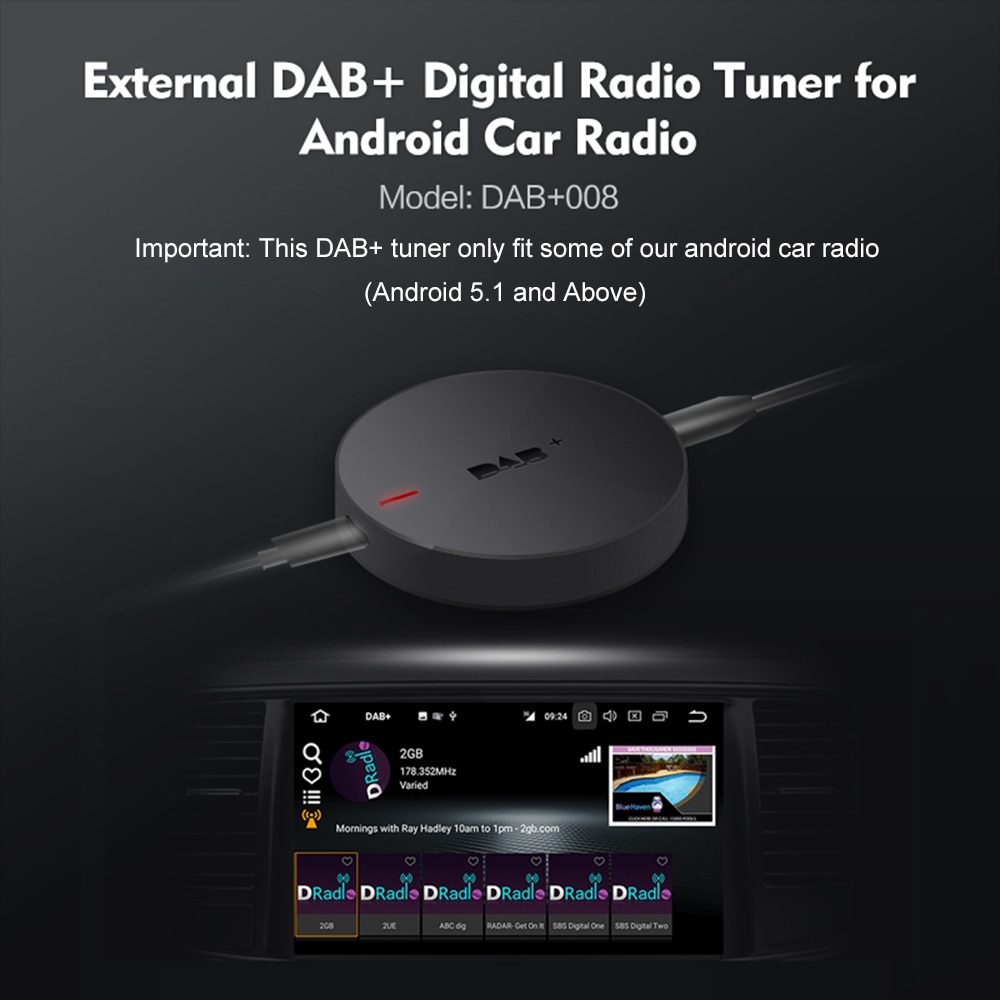 Dab + 008 Doos Auto Radio Digitale Audio Broadcasting Ontvanger Dab + Box Tuner Ontvanger Autoradio Voor Autoradio W/Versterkte Antenne