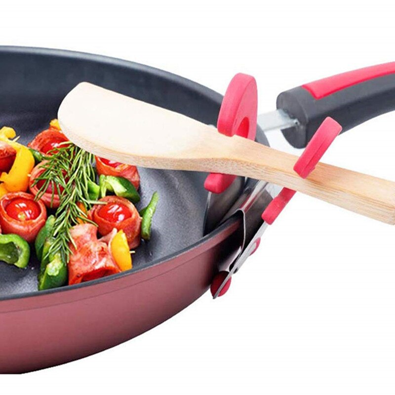 Olla de acero inoxidable soporte para sartén espátula Clip cuchara resto ollas Clip cocina herramientas para tapa de sartén soporte de tapa de olla Clip
