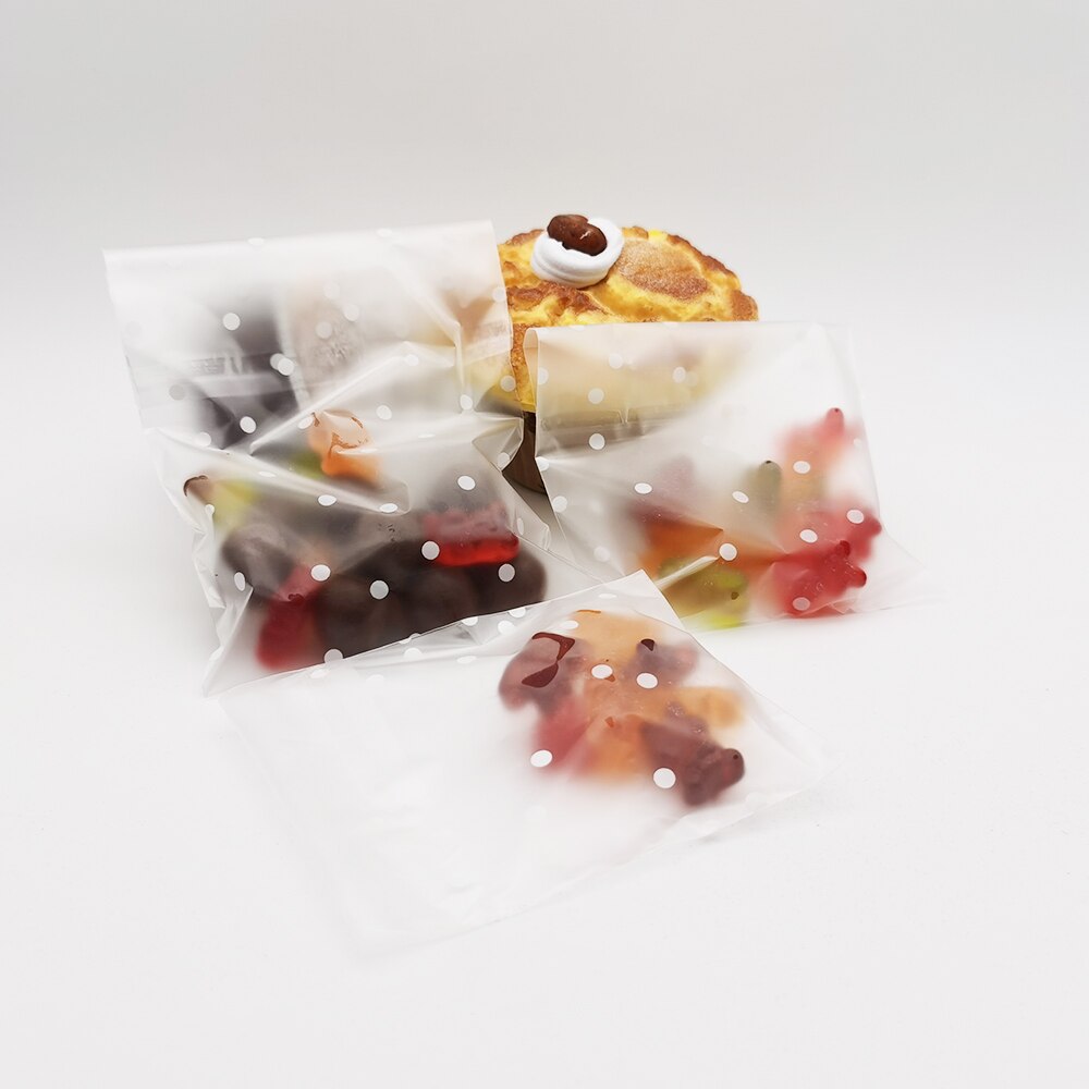 100Pcs Translucent Dot Plastic Biscuit Packaging Bag Opp Bag Wedding Birthday Party Cookie Baking Packaging Bag Candy Bag