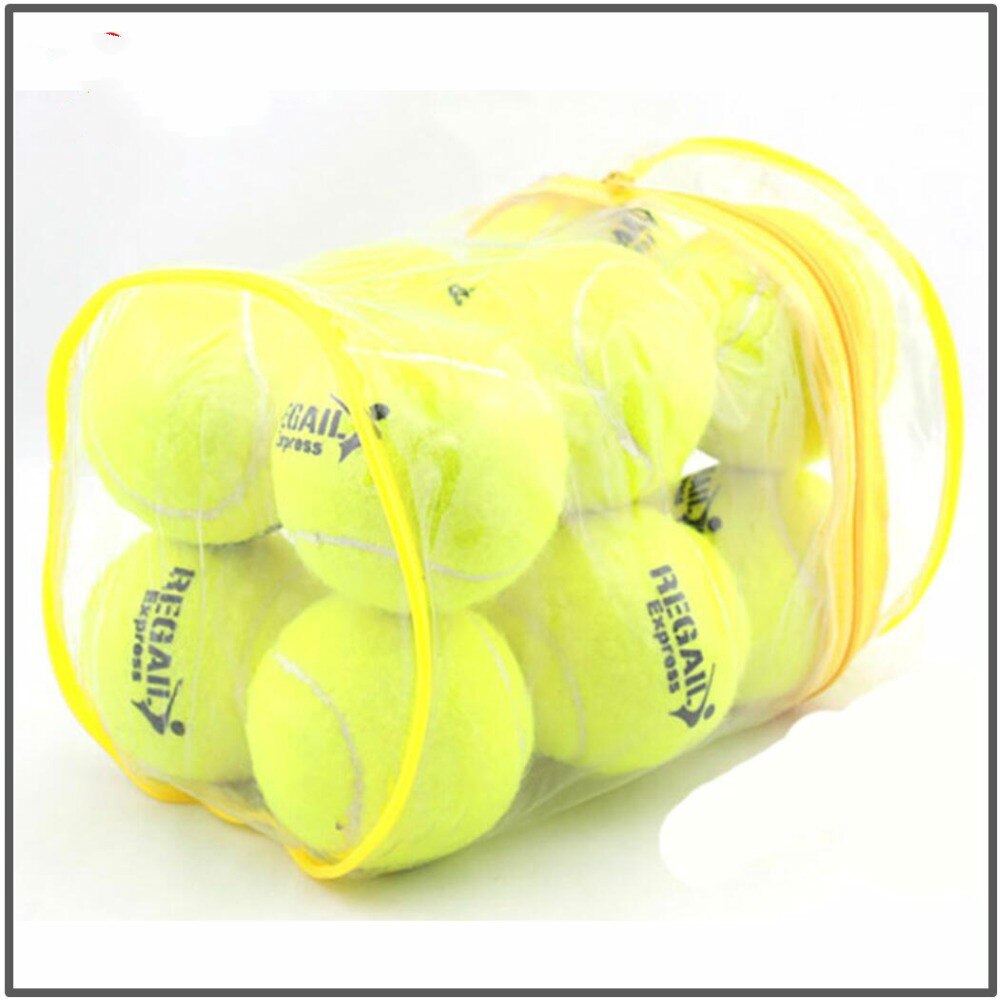12 unids/lote elasticidad de la pelota de tenis para entrenamiento deportivo de goma lana pelotas de tenis para práctica de tenis con bolsa gratis
