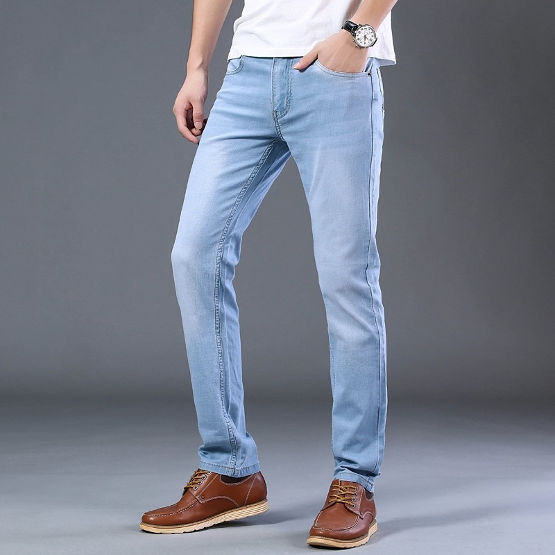 Sulee mærke lyseblå stretch bomulds jeans herre mærke bukser klassisk stil mænd ultratynde jeans business casual