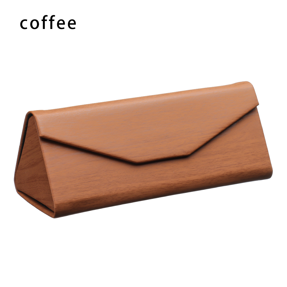 1 Pcs Crocodile Texture Folding Triangle Sunglasses Box PU Waterproof Eyewear Case Protective Glasses Box Eyeglasses Organizer: B coffee