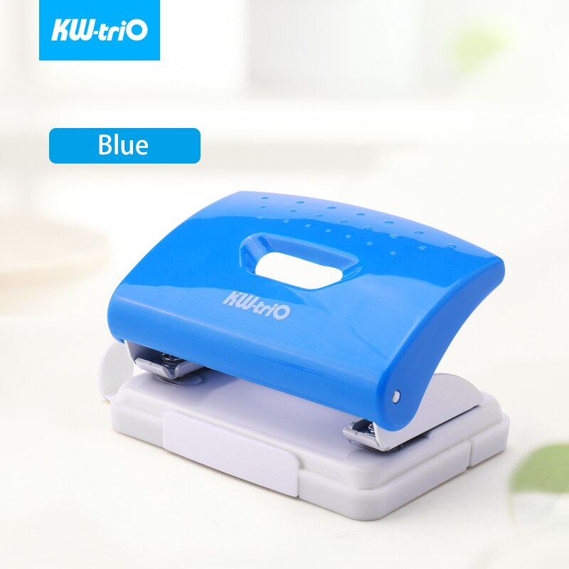 2-Hole DIY Paper Puncher Handheld Hole Puncher Double Hole Loose-Leaf Notebook Paper Punch with Mobile Phone Bracket Attached: Blue