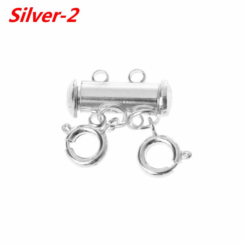 Multi Strand Clasps Lobster Clasp Necklace Magnetic Tube Lock Jewelry Connectors: Silver-2