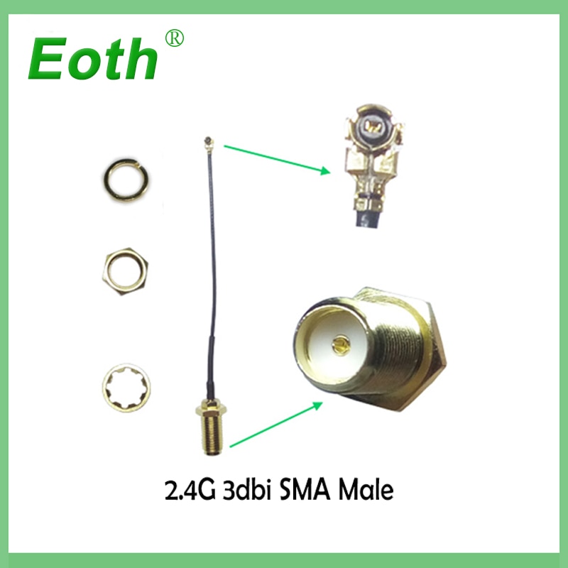 2.4Ghz antenna wifi 2~3dbi SMA male 2.4G antena wi fi antenne Zigbee Small Size aerial + PCI U.FL IPX to RP-SMA Pigtail Cable