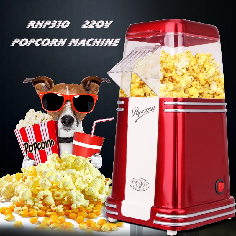 220-240v 1100w macchina per popcorn classica macchina per popcorn doppia vintage americana macchina per popcorn ad aria per uso domestico 1pc
