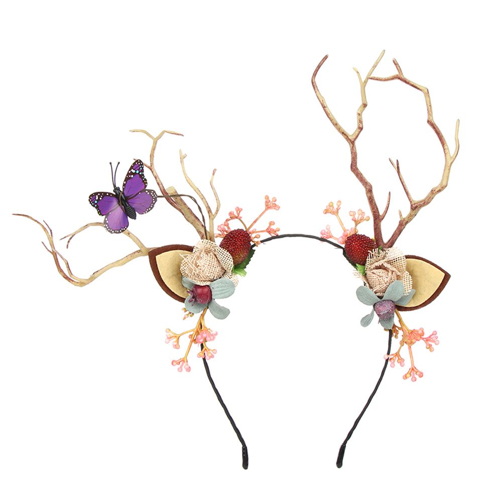 Blinkende Stirnband Erwachsene freundlicher LED Haar Band Weihnachten Stirnband Weihnachten Geweih Leucht Headhoop Leucht Geweih: Beige / ohne hell