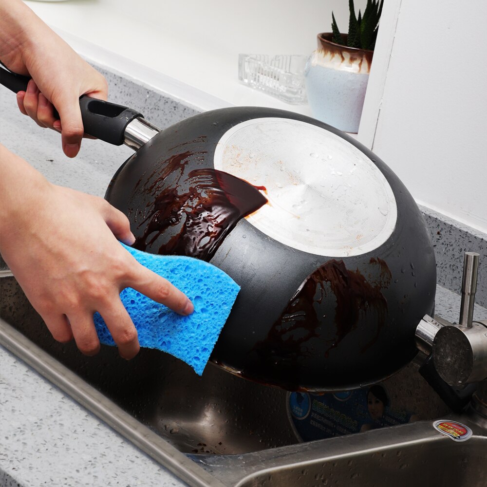 Heavy Duty Scrub Sponge Multi-Use Non-Scratch Anti-Grease Cellulose Reusable for Kitchen Household Dish Pan Pot Bathroom