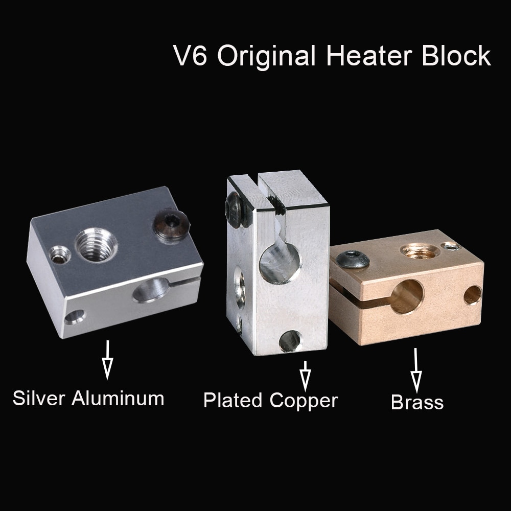 V6 Plated Koper Heater Blok V6 Messing Aluminium Blok PT100 Voor E3D V6 Hotend J-Head Bmg Extruder Titan 3D Printer Onderdelen