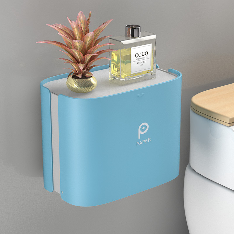 Baispo bærbar toiletpapirholder hygiejnisk papirdispenser hjemmebadeværelse tilbehør vægmonteret vævskasse til badeværelse: Blå