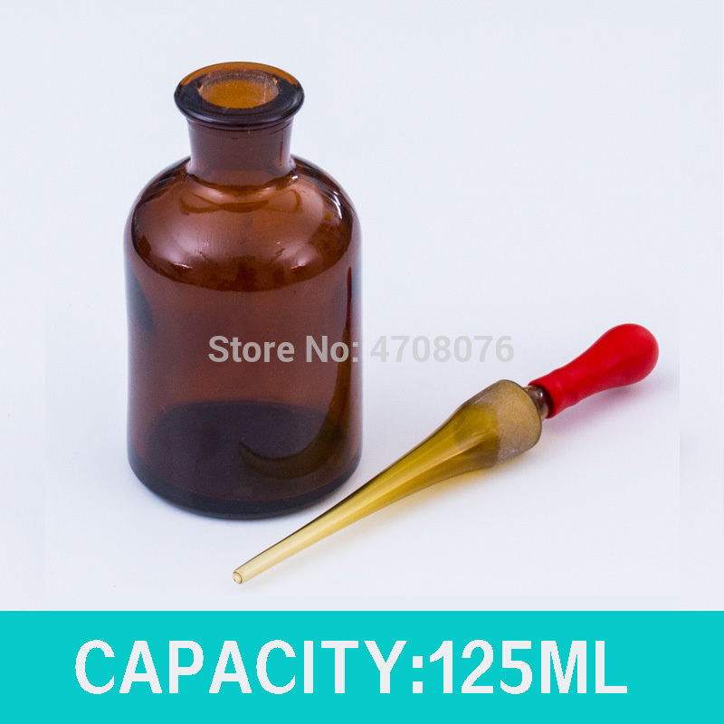 30/60/125ml 3pc/- pack droppflaska pipett brun slipad propp och droppare borosilikat droppflaska pyrexpipett