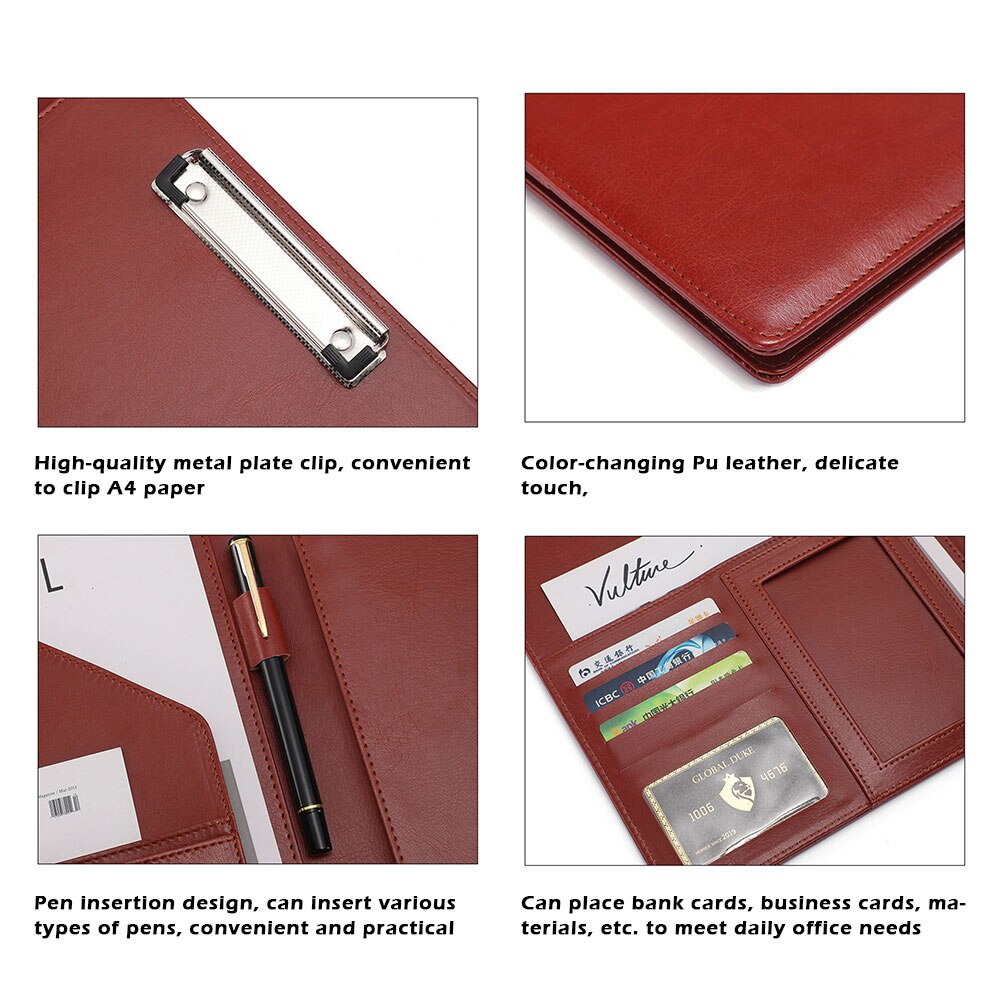 A4 Multifunctional Folder Card Storage With Notepad Clipboard Folder A4 File Multi Pocket Learning Office Supplies Note Book