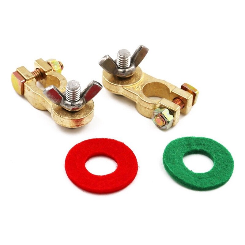 A Pair Of High Brand Battery Clamp Battery Connector Pure Copper Butterfly Nut Battery Clamp Battery Clamp: Plus sheath