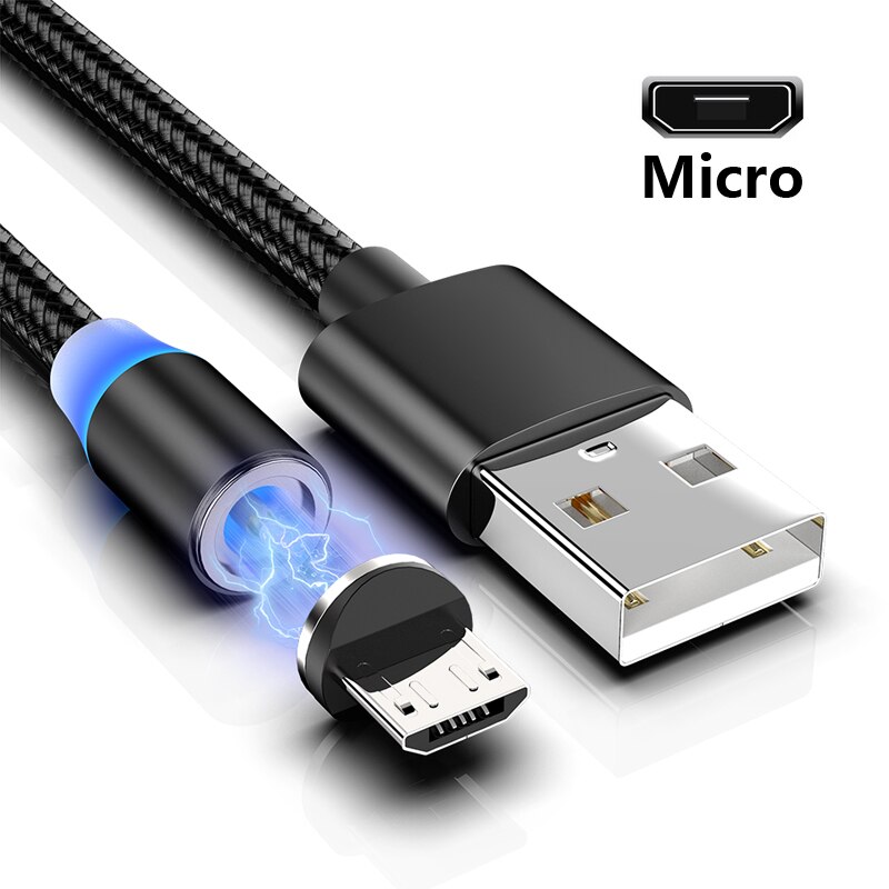 Magnetyczny kabel mikro USB ładowarka telefonów z systemem android szybkie ładowanie dla Samsung dla S3 S4 S5 J1 J2 J3 J5 J7 A3 A5 A7 2016 G530 C7 C8 N7100: czarny