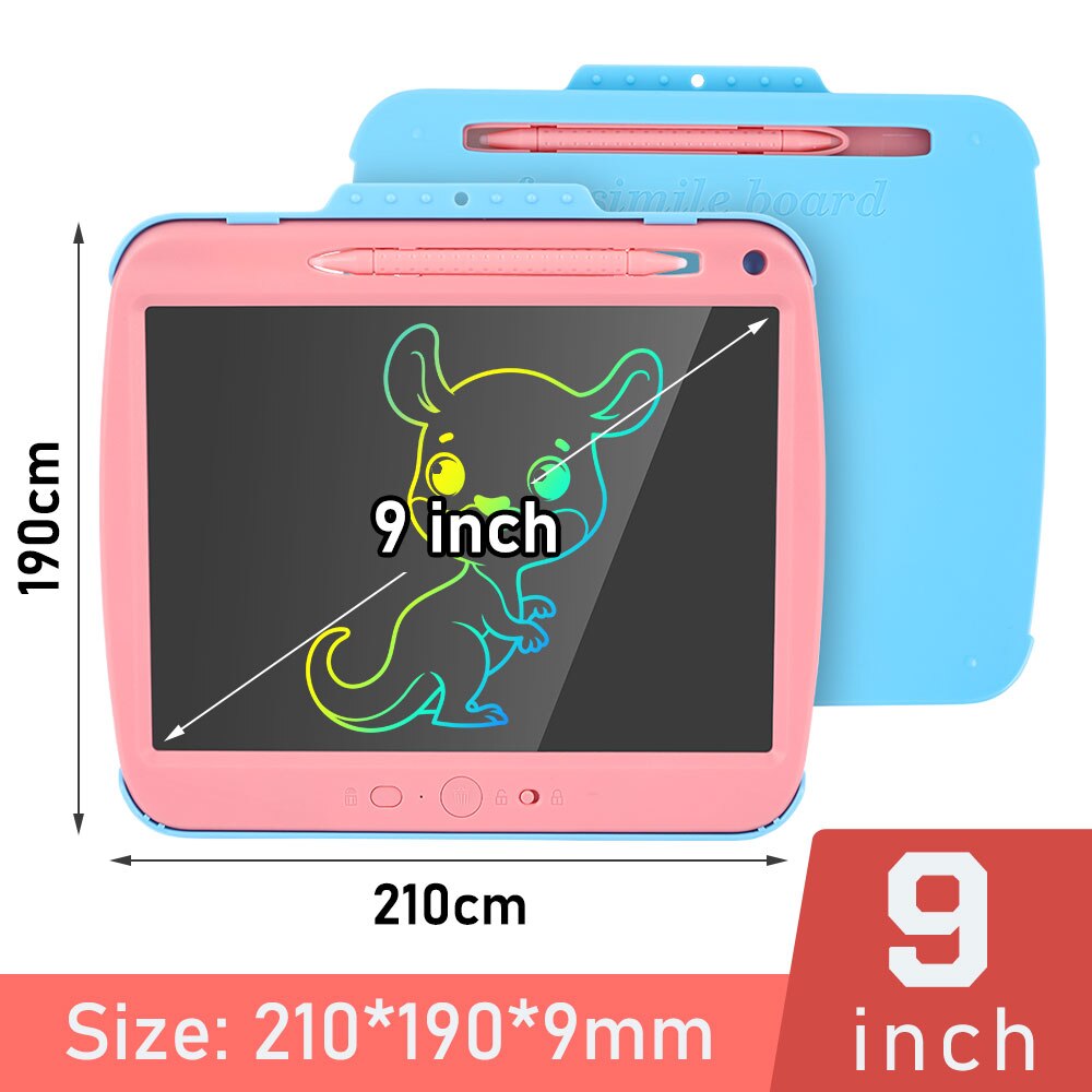 9 inch rechargeable drawing tablet colorful LCD writing tablet smart Digital Tablets for Kids drawing table with Copy Card: multi color pink