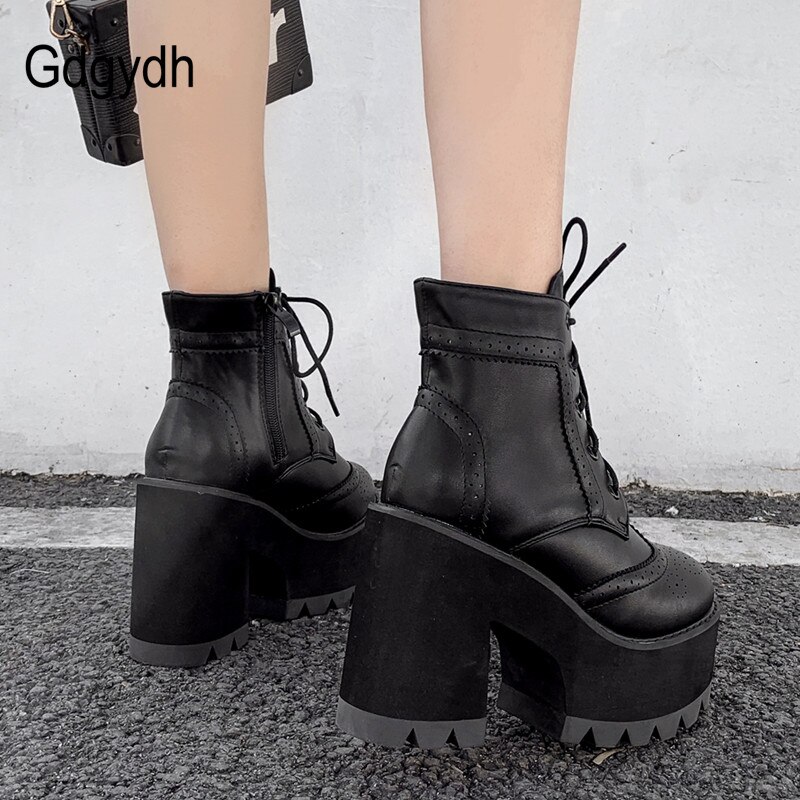 Gdgydh veterschoenen met plateauhak voor dames punklaarzen dameslaarzen met blokhak lente herfst
