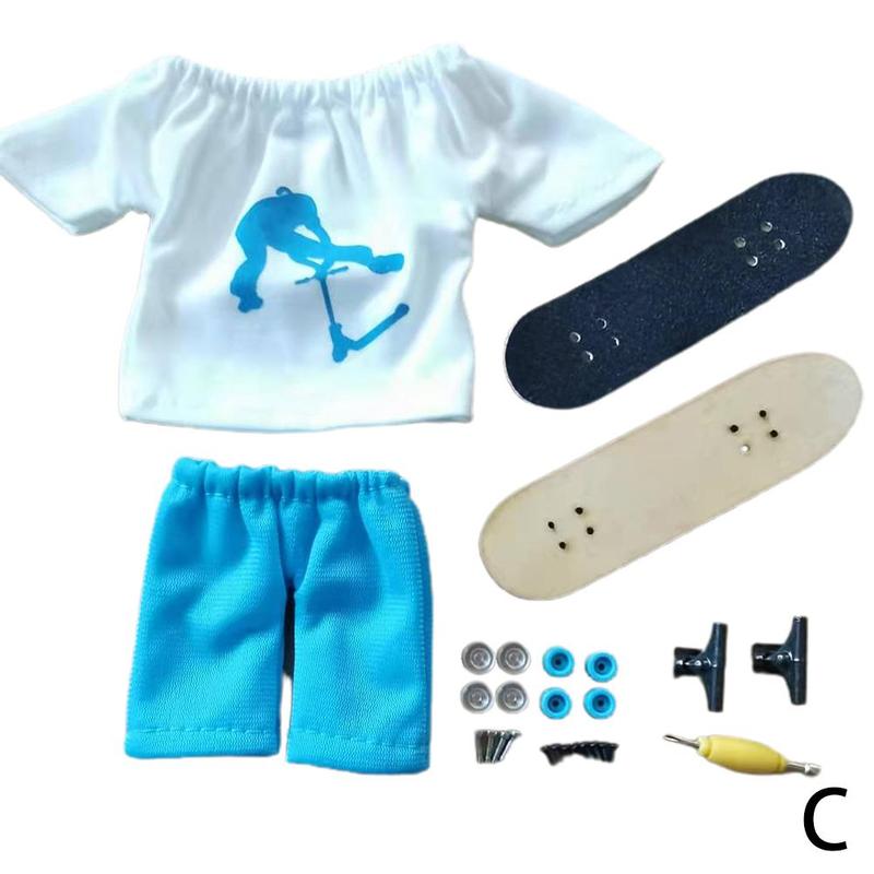Mini trottinette à doigt en bois, ensemble de modèles, jouet interactif, nouveauté, activité sensorielle, Scooter, Skateboard, Kit d&#39;outils à pédale: C