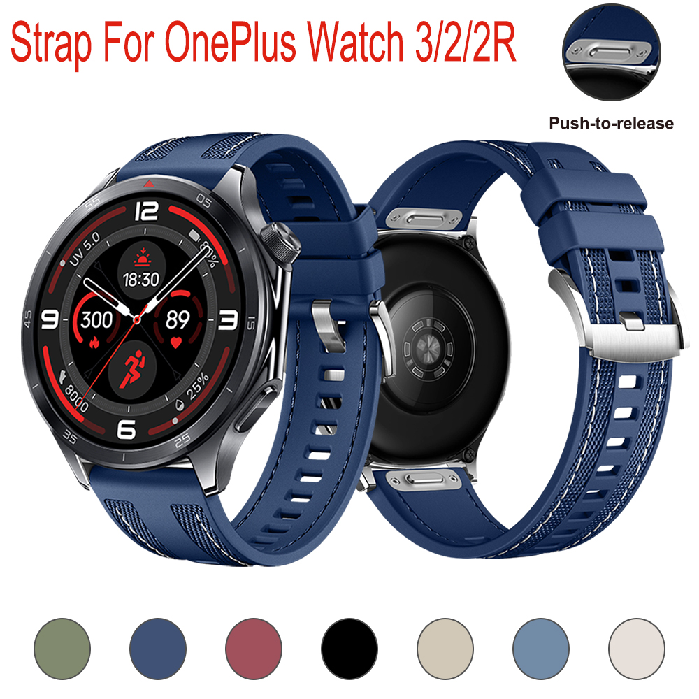 Silikonvävt armband för oneplus watch 2 3 22mm push-on armband för oneplus watch 3/2/2r 22mm män kvinnor armband