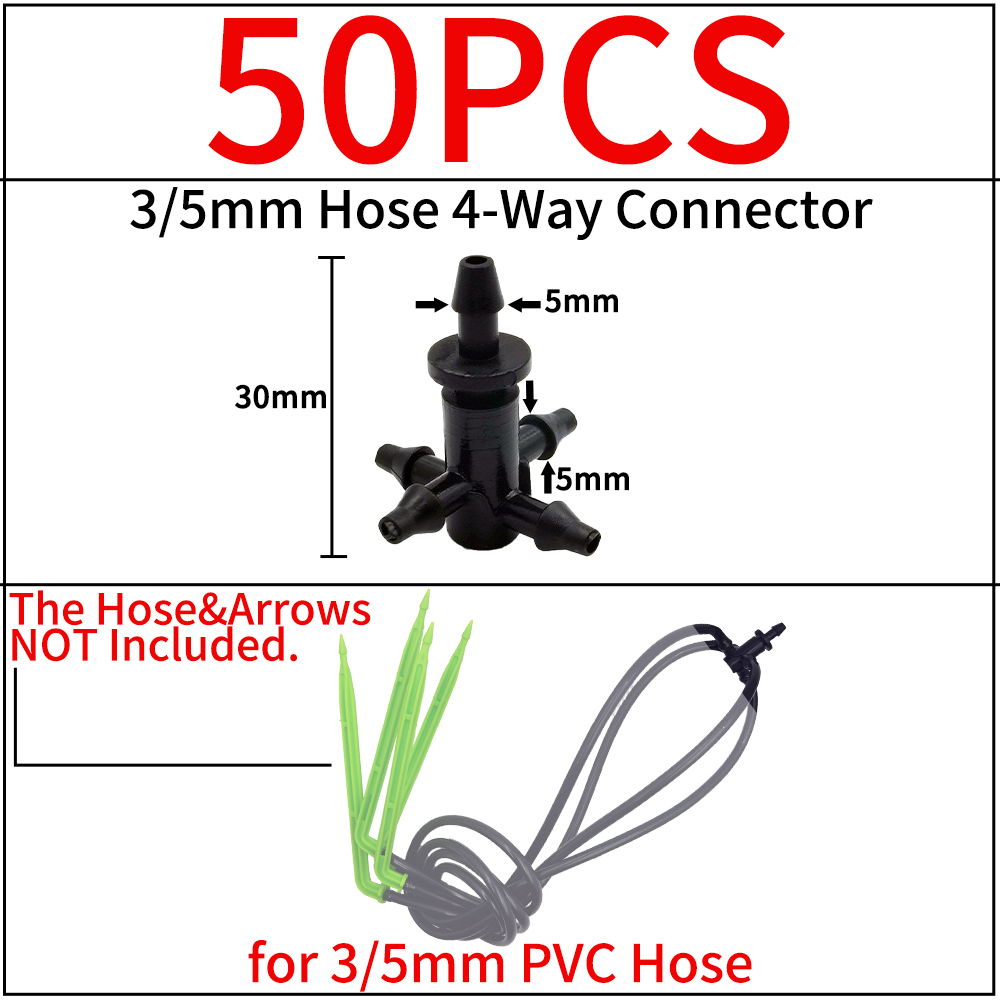 Oasis Garden Irrigation Connector Barbed Single Double Tee Elbow Drip Arrow Cross Coupling Watering Fitting for 3/5 4/7mm Hose: Dark Khaki