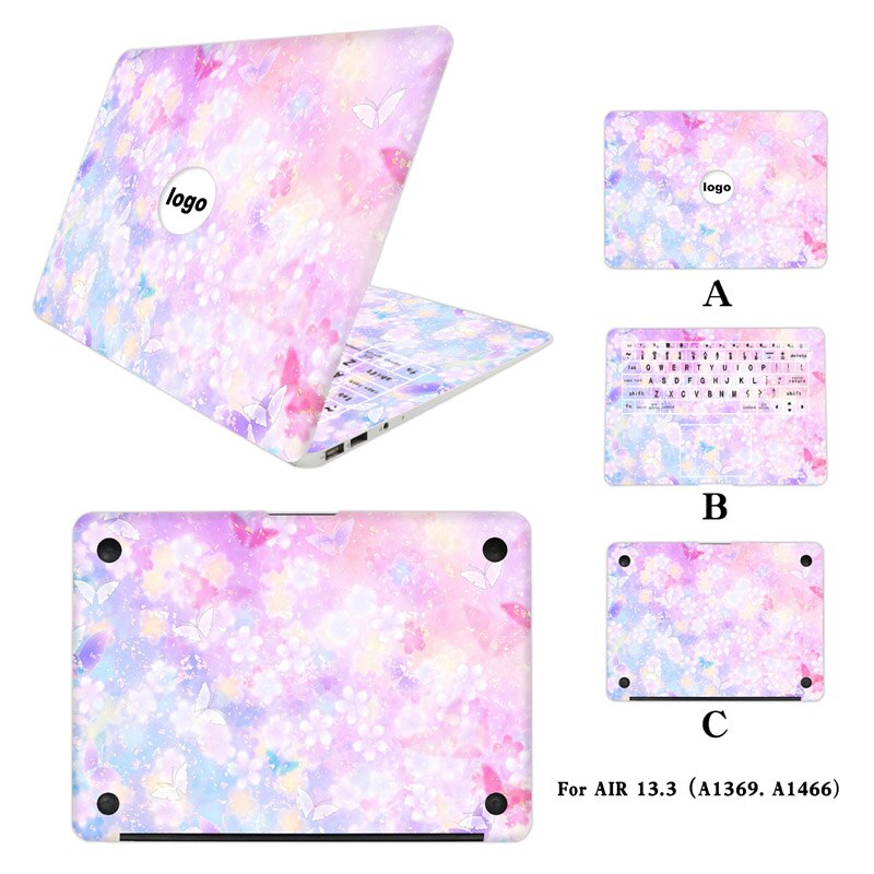 Autocollant complet pour ordinateur portable pour Apple Macbook Air 13.3 pouces MAC vinyle ordinateur portable peau ordinateur décalque: Black