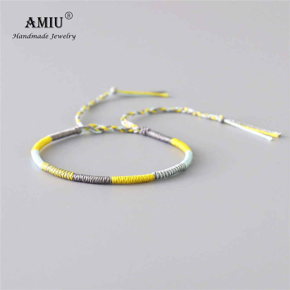 AMIU Handmade Waterproof Woven Wax Thread Wrap Bracelet Simple Rope Knot Bracelet Macrame Bracelet for Men and Women: 5