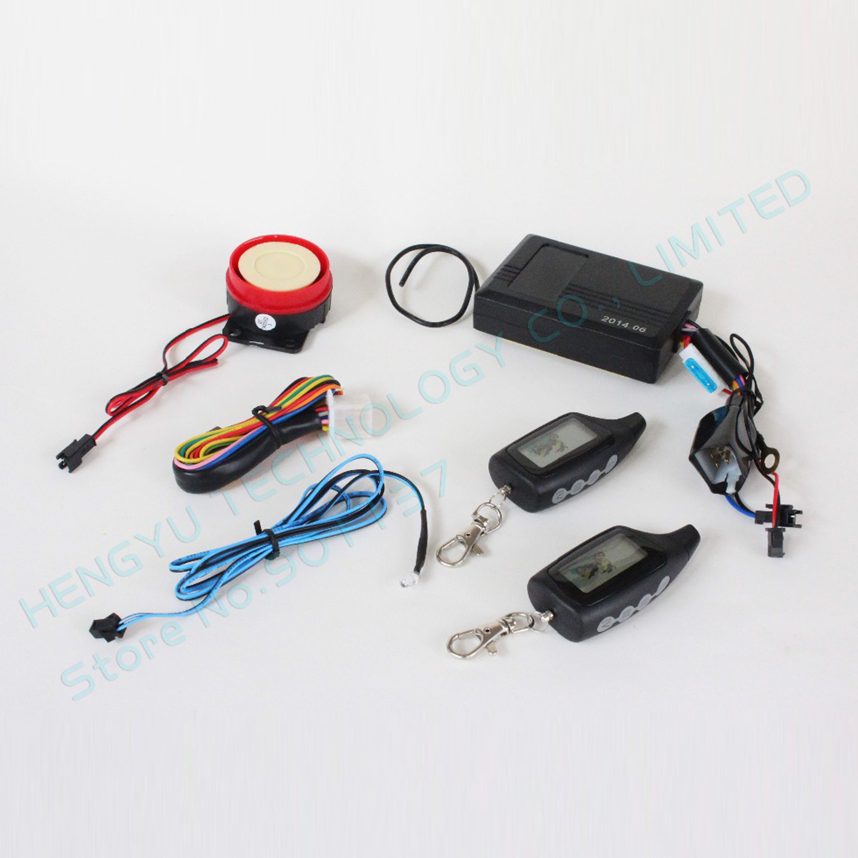 Two Way Motorcycle Alarm System With 2 LCD Transmitters Remote Engine Start Long Range Distance Control Microwave Sensor HY-420