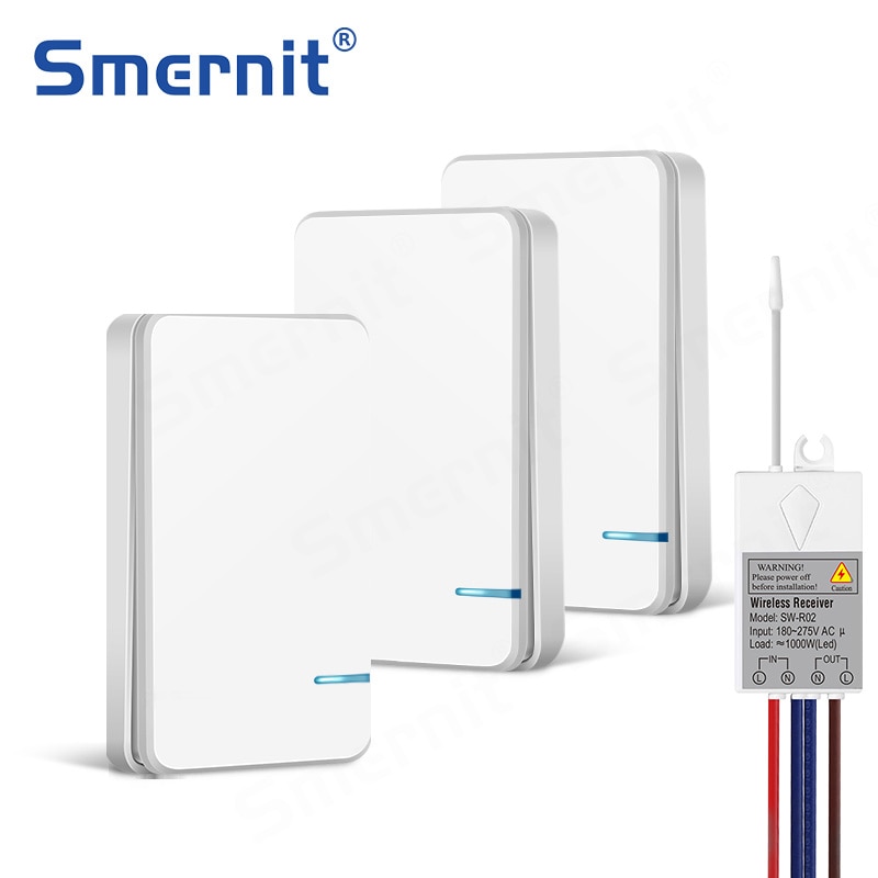 Remote Wireless Switch Waterproof RF Remote Control Light Switches No Wiring Needed Wall Push Button Lamps Fans ON/OFF Switch