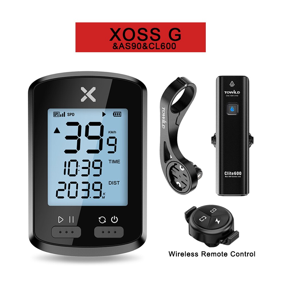 XOSS G/G+ Bike Computer Wireless GPS Speedometer Rainproof Road Bike MTB Bicycle Odometer Bluetooth ANT+ With TOWILD CL600 light: G CL600 S90 Y