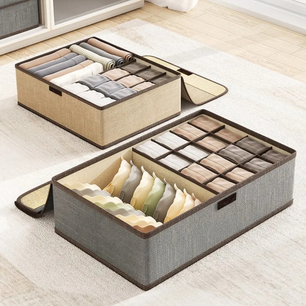 Underwear Storage Box Organizer Fabric Storage Compartments Drawer Type Storage Box Wardrobe Organizer Clothes Foldable Home