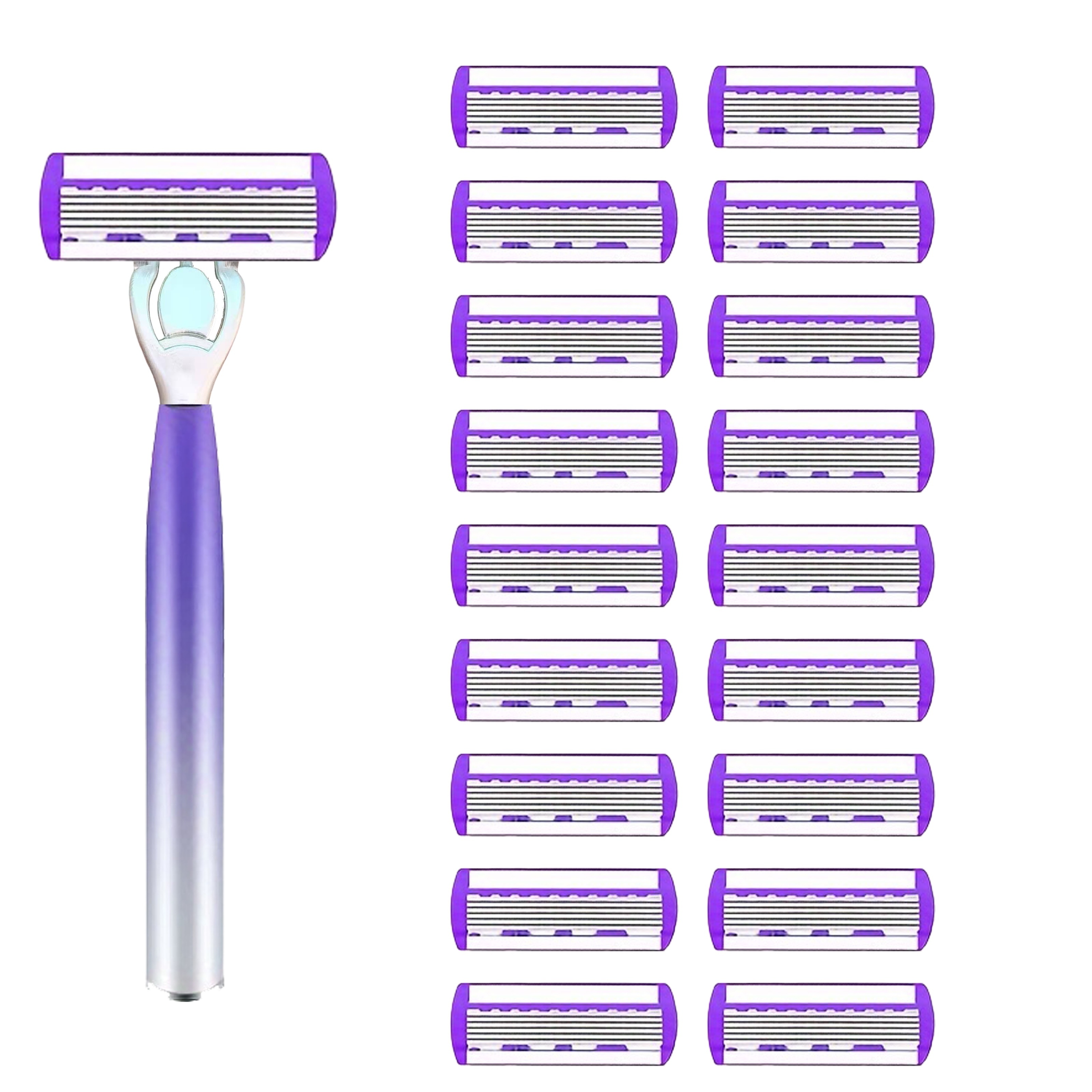 Maquinilla de afeitar con cuchilla de 6 capas para mujer: afeitado suave y indoloro para piernas y axilas | Herramienta de depilación manual de acero inoxidable: Blanco