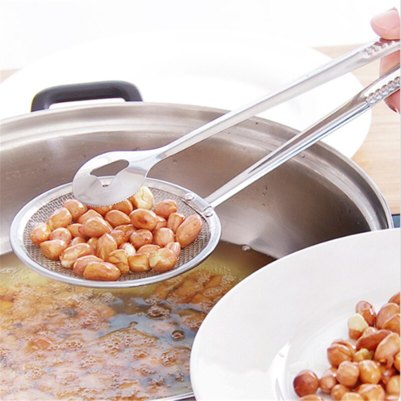 Silver rostfritt stål durksil sil sked olja scoop avlopp stekt kyckling ben sil sil mellanmål stekt panna mat klipp olja sil