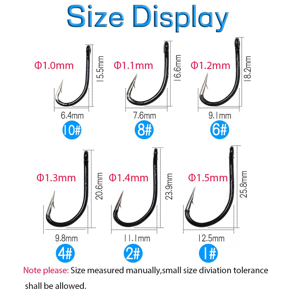 Jigeecarp-anzuelos de pesca de carpa de acero al carbono, anzuelos de pesca fuertes, tamaño 1 #-10 #, para pesca de carpa, 1 paquete