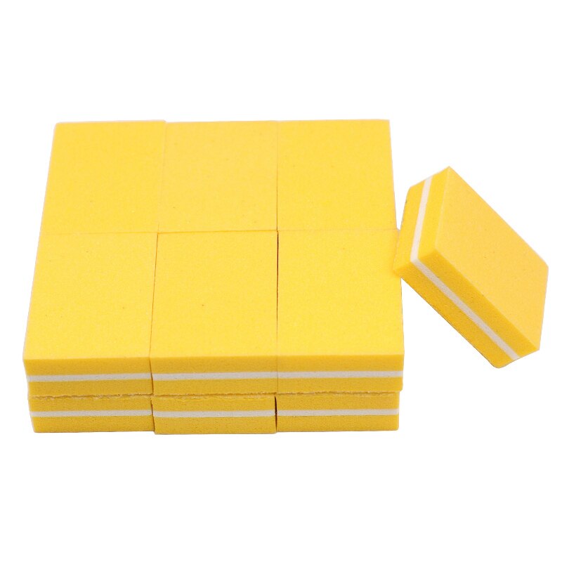 100pcs Mini Nail Buffer Block Sponge Small Nail File Sanding Sandpaper Nail Polish Polisher Nail Art Files Double Side Manicure: YELLOW