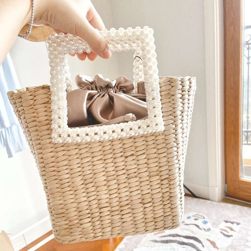 ZA nouvelle perle sac de paille tissé à la main sac à bandoulière bord de mer concepteur sac à main célèbre femmes sacs