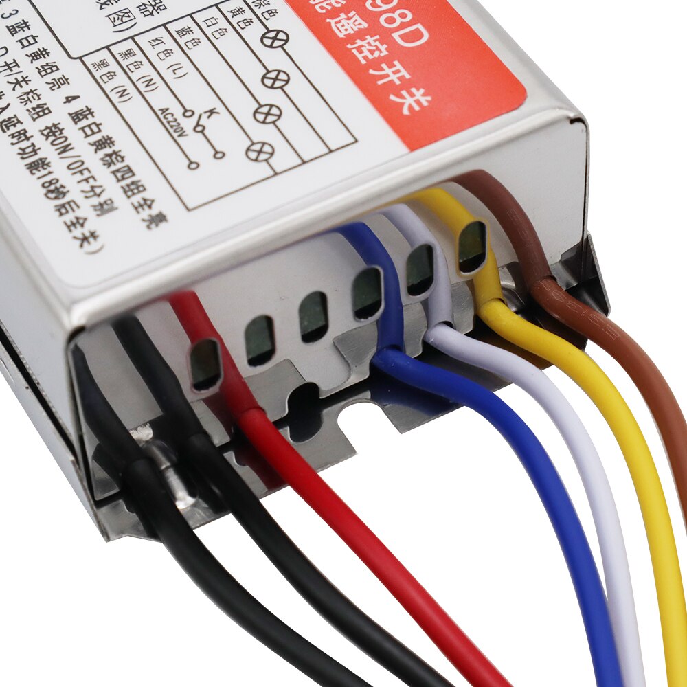 AC220V 4 Ways 5 Sections Crystal Lamp Remote Control Switch 1 Way 2 Sections Wireless Remote Controls with Delay Through-wall