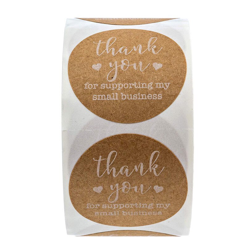 50pcs circular happy mail business stickers 1 inch Brown hand stickers envelope sealed stationery stickers: YH23-50pcs