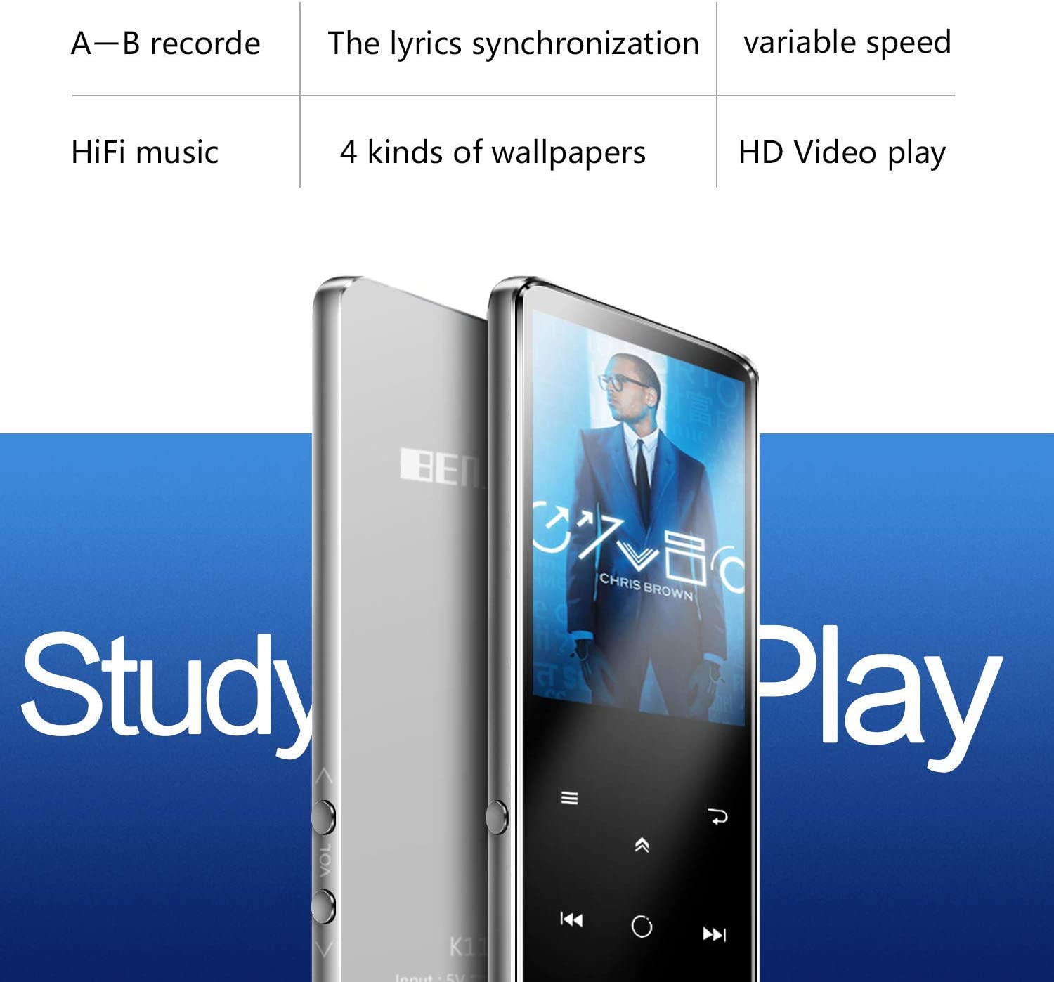MP4 Speler Bluetooth 5.0 Met Luidspreker 2.4 Inch Scherm Metalen Body 16Gb Hd Lossless Geluid Speler Ondersteuning Fm Radio, recorder, Tf