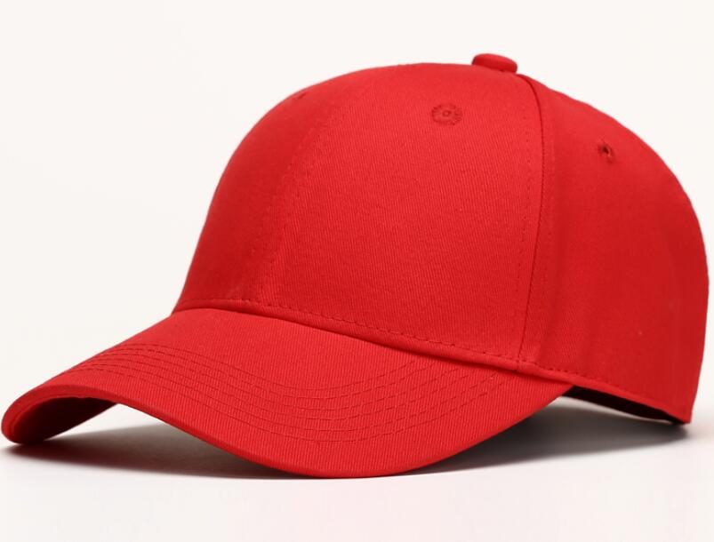 Blank Baseball Cap Solid Adjustable Hats: Red