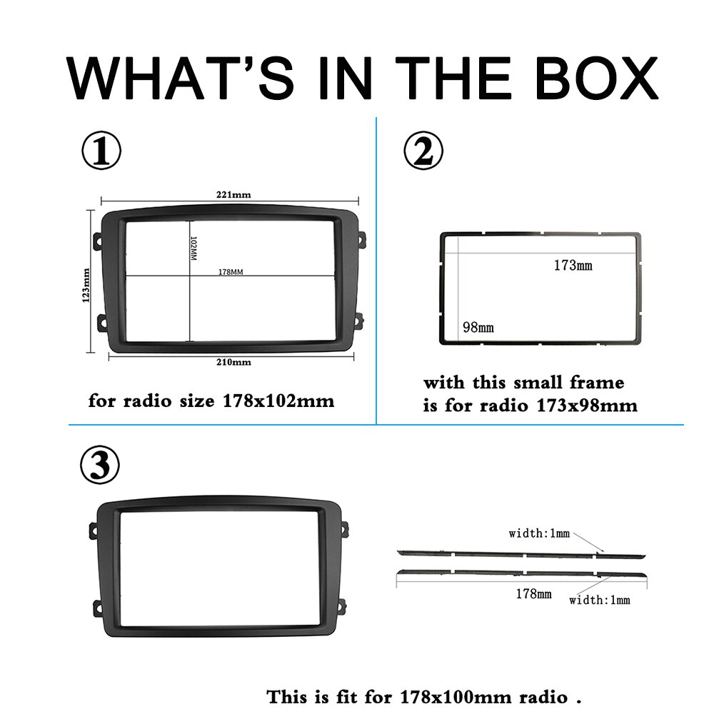 Double 2 Din Stereo Panel for BENZ C-klasse (W203) Fascia Black Color Radio Refitting Dash Mounting Installation Trim Kit Face
