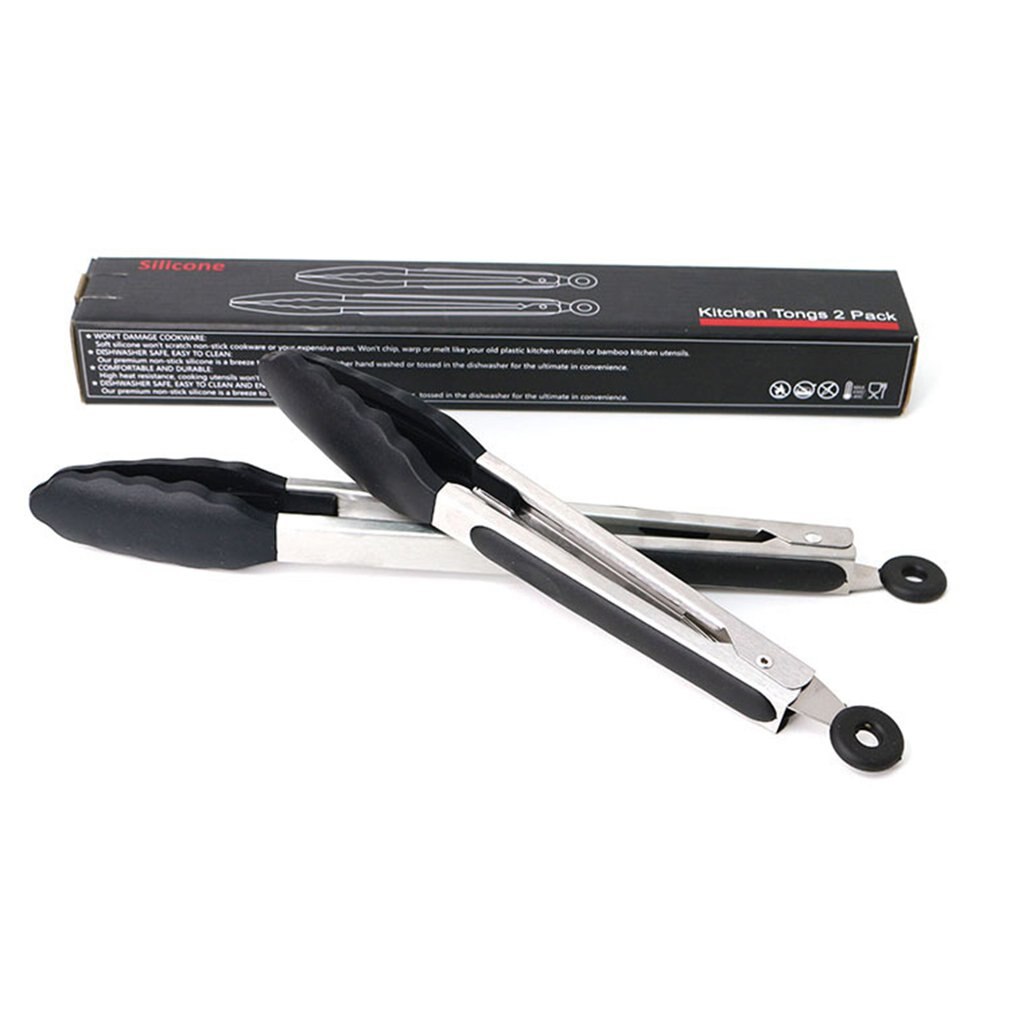 Stainless Steel Silicone Food Clip Easy To Store Safe For Non-Stick Cookware Intimate Triangle Support