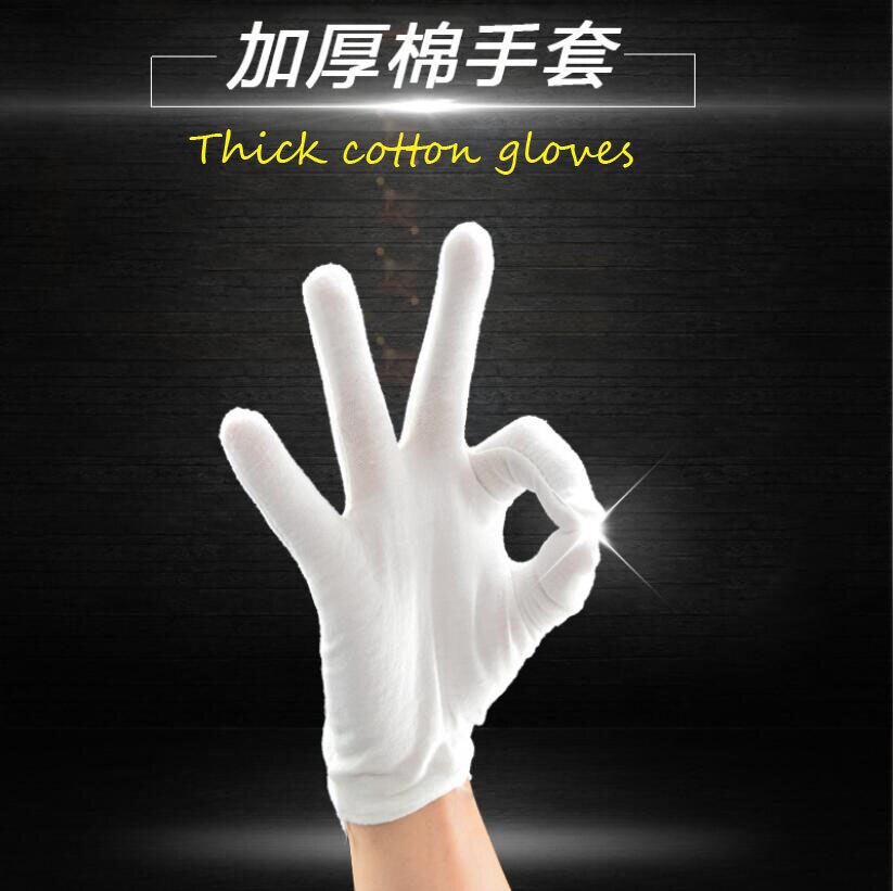 Guantes de inspección de , 1 par de guantes blancos de algodón grueso para trabajo, tela fina de algodón, medianos y gruesos