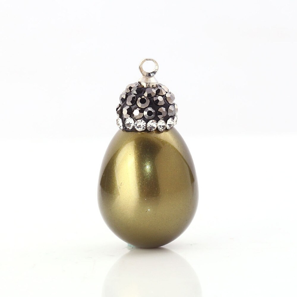Colgantes de Micro encantos pavimentados de concha de Doreen Box, gota de agua Multicolor, diamantes de imitación transparentes, perlas de imitación, accesorios de joyería, 1 pieza