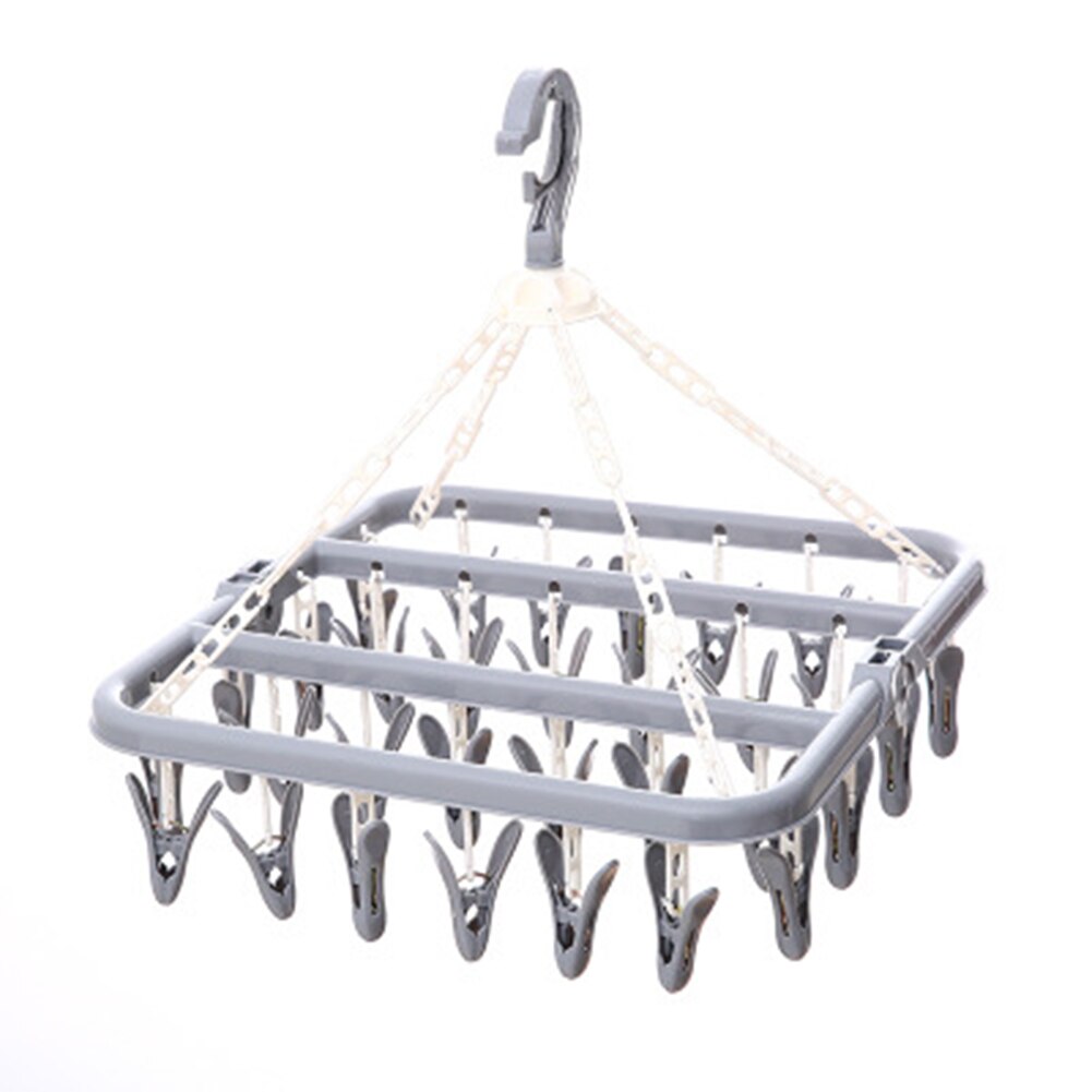 32 Pegs Flexible Hanging Rack Socks Washing Laundry Dryer In/outdoor Folding Multifunctional Underwear Hanger: gray