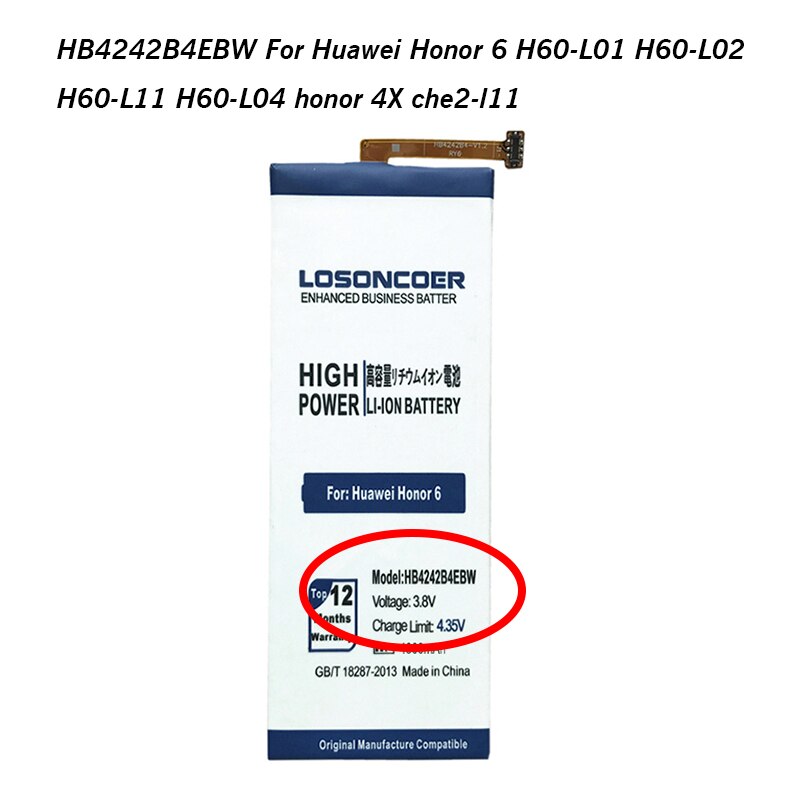 Batería HB405979ECW HB416683ECW hb36481ecw HB4242B4EBW para Huawei Honor 6 4X P9 P10 Lite G9 Honor 5C 8/Nexus 6P/6A: HB4242B4EBW