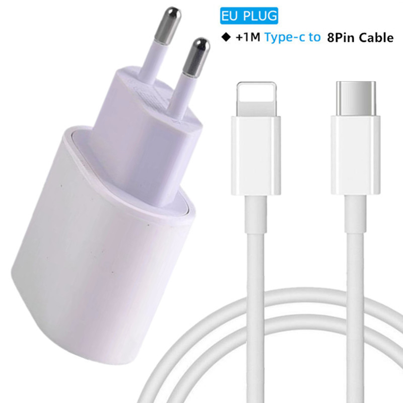 20W Fast Charging PD USB C Charger For iPhone 13 12 11 Pro Max Samsung S22 Huawei Xiaomi Power Adapter US EU Plug PD Type C Port: EU Charger and Cable