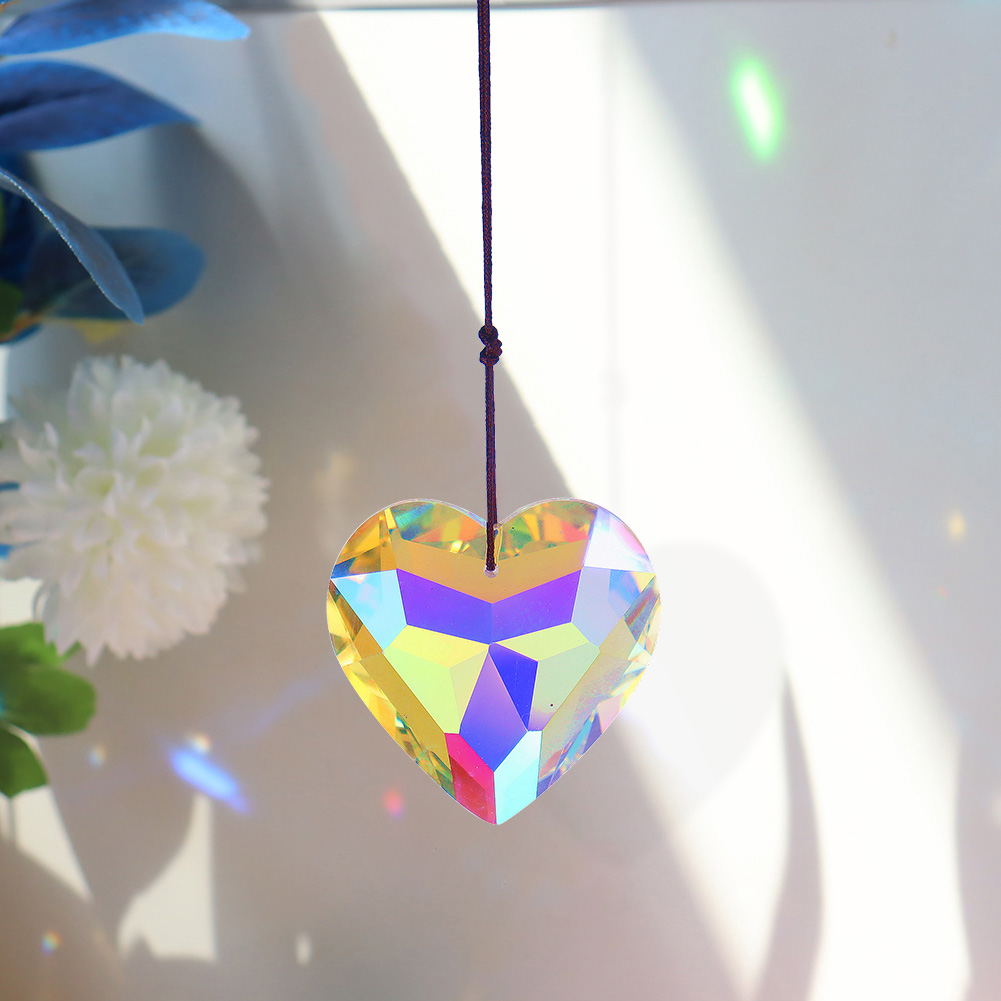 Crystal Windchimes Ornaments Heart Love Crystal Window Craft Outdoor Garden Hanging Pendant Wind Chimes Sun Catchers Decoration