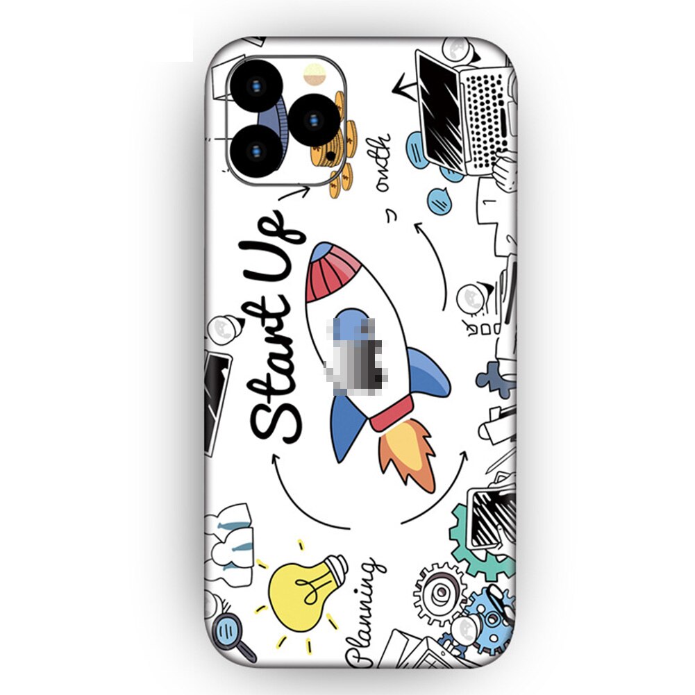Śliczne kolorowe tylne naklejki na iPhone 11 Cartoon Phone Protector skórki cienka tylna folia dekoracyjna: Pomarańczowy